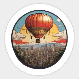 Air Balloon Sky Vintage Retro Established Wings Sticker